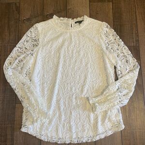 Adrianna Papell White Lace Blouse